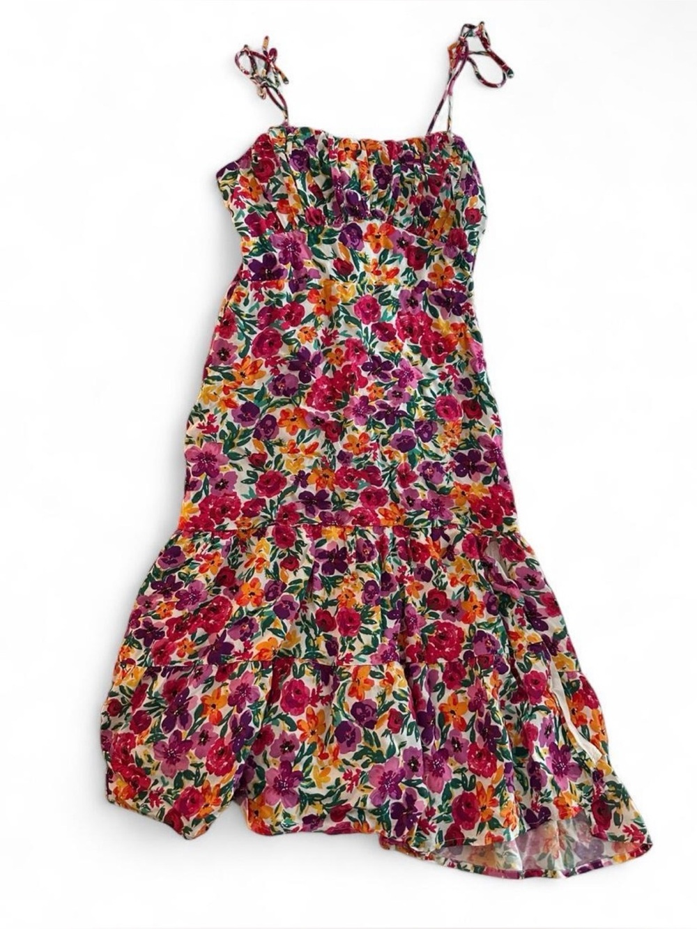 Girls Floral Sundress - Pink & Purple Floral Print